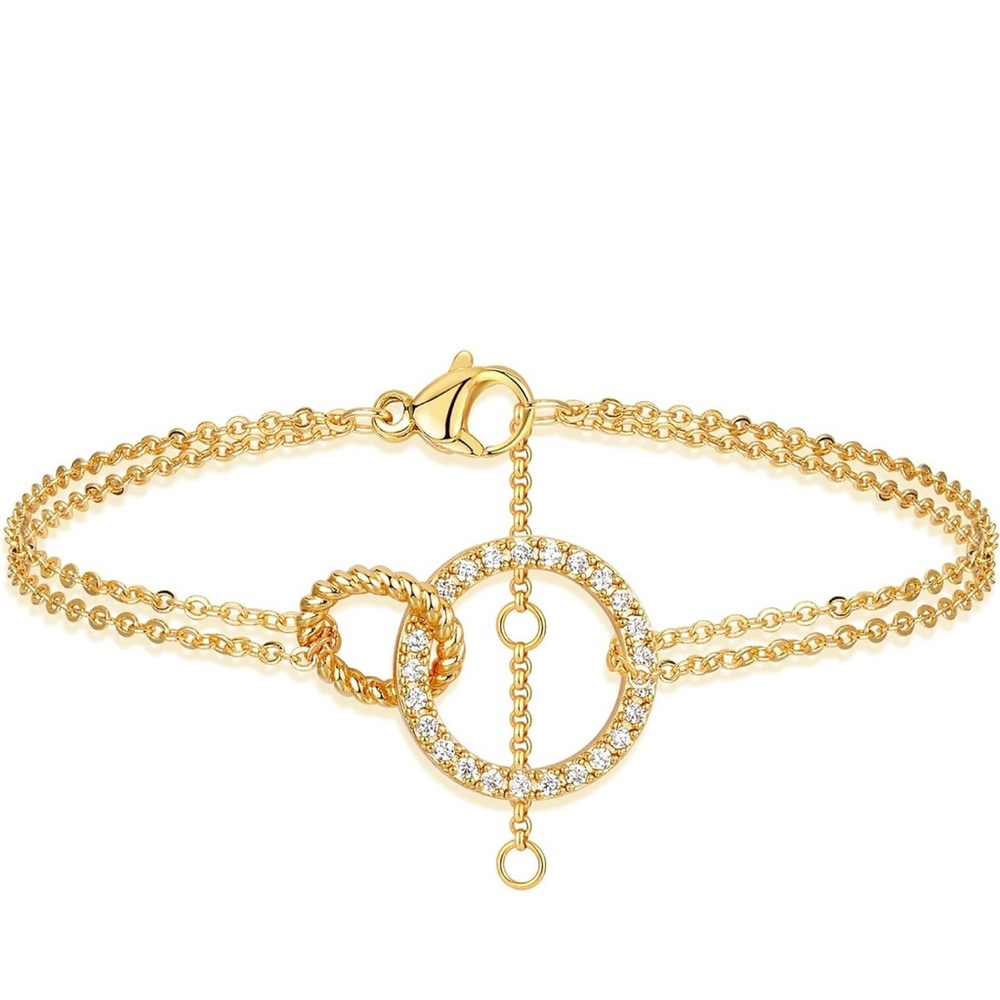 NEW Women Gold Chain Bracelet, 18K Gold Plated Karma Layered Bracelet